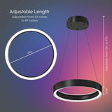 Atomi Aureus Smart Chandelier, 19" Aluminum Housing Color Changing Hue LED Light