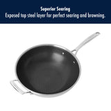 Henckels Paradigm Ceramic 12-Inch Stainless Steel Dual Performance Wok with Glass Lid