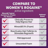 Kirkland Women's Minoxidil 5% Foam, 6 Can 12 Months Hair Regrowth Treatment Set