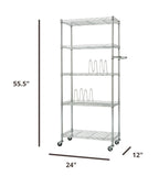 TRINITY Basics EcoStorage Pantry Rack with Wheels – 5-Tier Narrow Rolling Chrome Steel Storage Rack