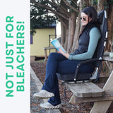 SitBax Padded Bleacher Seat with 360° Swivel, Reclining Backrest, Head Pillow & Backpack Straps – Portable Stadium Chair for Bleachers, Sports Events & Outdoor Seating