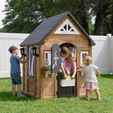 Backyard Discovery Mystic Cedar Wooden Kids Playhouse with Play Kitchen & Dutch