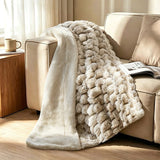 Life Comfort Contour Faux Fur Throw, 60x70 Reversible Soft Cozy Textured Blanket