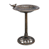 Resin Bird Bath with Decorative Bird – Weather-Resistant Pedestal Outdoor Bird Bath