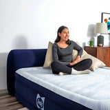 Sealy 18" Queen Air Mattress with Built-in Headboard and Built-in Pump Air Bed