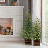 CG Hunter 4' and 3' Pre-Lit Pine Trees with 190 Total Warm White LED Lights