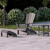 Leisure Line Fanback Adirondack Chair, All-Weather HDPE Outdoor Patio Seat, Gray