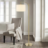 Bridgeport Designs Everett Downbridge Floor Lamp – Adjustable Reading Lamp with Linen Shade, Light Diffuser & LED Bulb