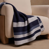Banana Republic Wool & Cotton Jacquard Throw 60" × 70" Strip Blanket Stitch Trim