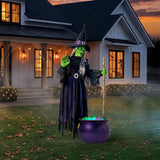6.5' Pre-Lit Animated Floating Witch with Cauldron
