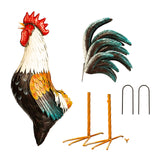 35" H Metal Farmhouse Rooster Decor, Metal Chicken Sculpture