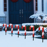 6-Pack 12" Red & White Candy Cane LED Lawn Stakes – 180 Lights, 15 ft. Plug-In