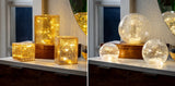 Set of 3 Evergreen LED Glass Cubes or Spheres Towers, 3 Glass Tower w/ 24 Lights