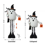 Glitzhome 38" Adjustable Lighted Fabric Ghost with Telescoping Legs and LED Eyes