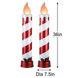 Mr. Christmas 36" Striped Metallic Blow Mold Candle - 2-pack Red & White Candles