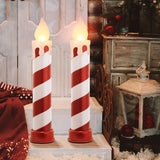 Mr. Christmas 36" Striped Metallic Blow Mold Candle - 2-pack Red & White Candles
