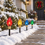 Holiday Time Jumbo LED C9-Style Christmas Pathway Lights, Set of 4 Stakes