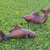 CLYB Metal Koi Fish Garden Statues with 11" Ground Stakes, 2-pack Antique Copper