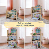 KidKraft 43" Pop-Up-N-Play Wooden Dollhouse, Fully Assembled with 51 Accessories