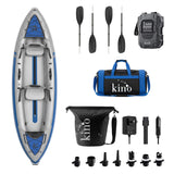 Kino Outdoor Kalua Inflatable Tandem Kayak Bundle – 2-Person Portable Kayak with Cordless Electric Pump