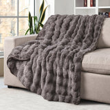 Life Comfort Bubble Faux Fur Throw, 60" × 70" Reversible 860 GSM Plush Blanket