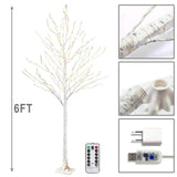 6 Ft H Birch Tree with Warm White 440 LED Lights and 8 Modes Remote Control