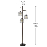 Stylecraft 72” H Piper 3-Light Bronze Floor Lamp with Steel Cage Lamp Shades