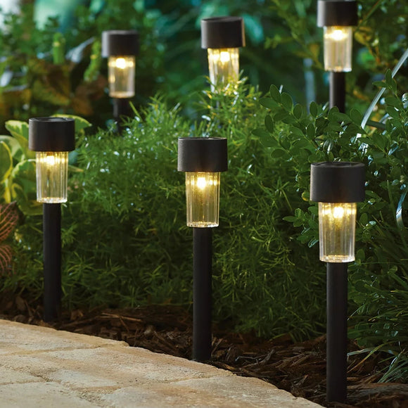 Mainstays Solar Powered LED Classic Column Pathway Light Set, 6 Count
