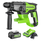 Greenworks 24V Brushless SDS-Plus Rotary Hammer Drill Kit with 4.0Ah USB Battery & Charger – 2J Impact Energy