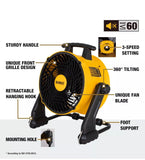 DeWalt 16 Inch Drum Fan, 3-Speed Benchtop &amp; Hanging Shop Fan