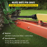 PTO Drive Shaft Series 4, 1-3/8 in. 6-Spline Tractor End x Round Implement End, Adjustable 43–61 in.