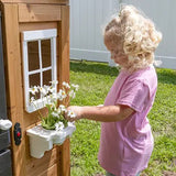 Backyard Discovery Mystic Cedar Wooden Kids Playhouse with Play Kitchen & Dutch