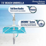 Tommy Bahama ANCHORX 7.5’ Beach Umbrella - Adjustable Height Octagonal Umbrella