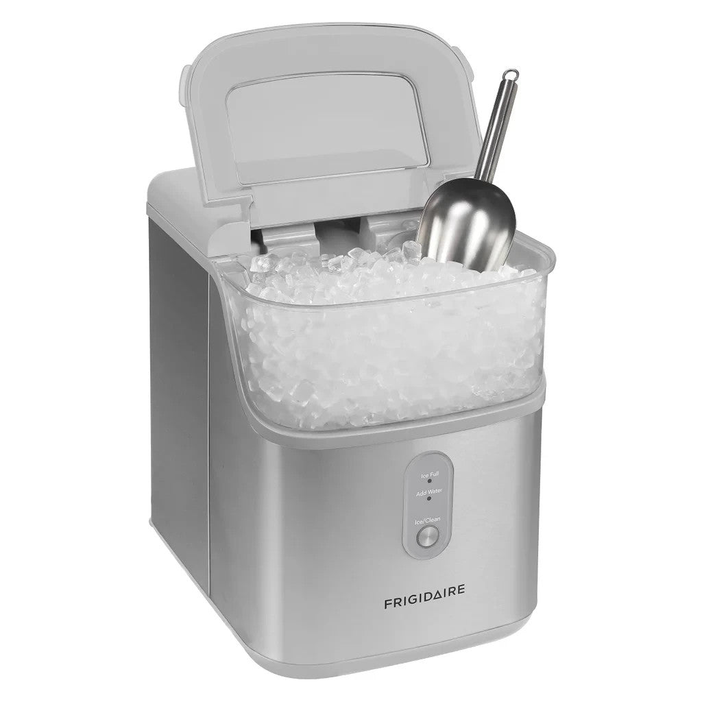Frigidaire Crunch Countertop Nugget Ice Maker, 33 lbs, Stainless Scoo