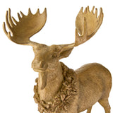 Holiday Time 13.5" H Wood-toned Brown Standing Moose with Christmas Wreath