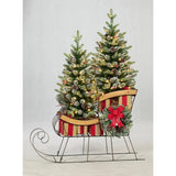 Member's Mark 50" Decorative Metal Sleigh with 2 Pre-Lit Topiaries & 7 Gift Boxes