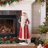 27.5" Hand-Painted MGO Santa Claus Porch Décor with Cardinal and Gift Sack