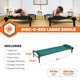 Disc-O-Bed XL Single Camping Cot – Portable Folding Cot Bed with Carry Bag, Side Organizer & 500 lb Capacity