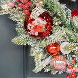 30" Disney Mickey and Minnie Flocked Pre-Lit Christmas Wreath with 50 LED Lights and Timer