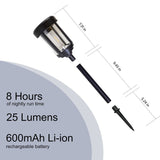 5-Pack 22" H LED Solar Stainless Steel Path Lights with Glass Lens, 25 Lumens