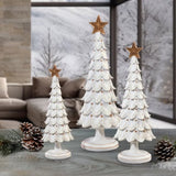 3-Piece Wood-Inspired Holiday Tree Set, Whitewashed Resin Christmas Trees Décor