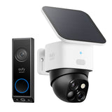 eufy Security SoloCam S340 Pan/Tilt Solar Camera + Video Doorbell E340 Dual-Camera Bundle