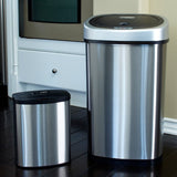 Nine Stars Stainless Steel Motion Sensor Trash Can Set, 50L and 8L Touchless Can