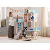 51" Carousel Cove Dollhouse, 360° Rotating, 4 Floors & 65 Accessories