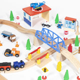 Maxim Enterprise 100-pc Wooden Train Set with Tracks, Trains, Crane & Vehicles