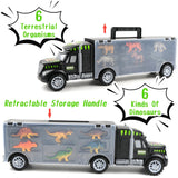 Dinosaur Truck Carry Case Toy Set – 6 Dinosaurs + 6 Wild Animals Gift Playset