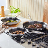 Henckels Paradigm Ceramic Nonstick Stainless Steel Fry Pan Set, 3-Piece