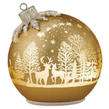 Rotating LED Glass Christmas Ornament Décor Set, Set of 2 Ornaments 6.5" & 8.5"