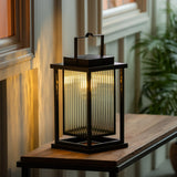 Evergreen Solar LED Revere Metal Lantern with Glass Enclosure