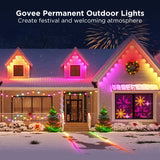 Govee 150ft Permanent Outdoor Lights Elite, White Smart Festive RGBIC Lighting